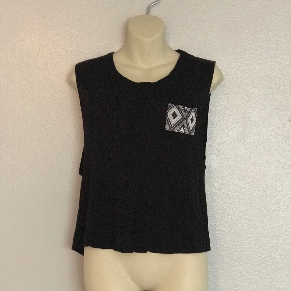 EMPYRE Black Tank Top with Patterned Pocket